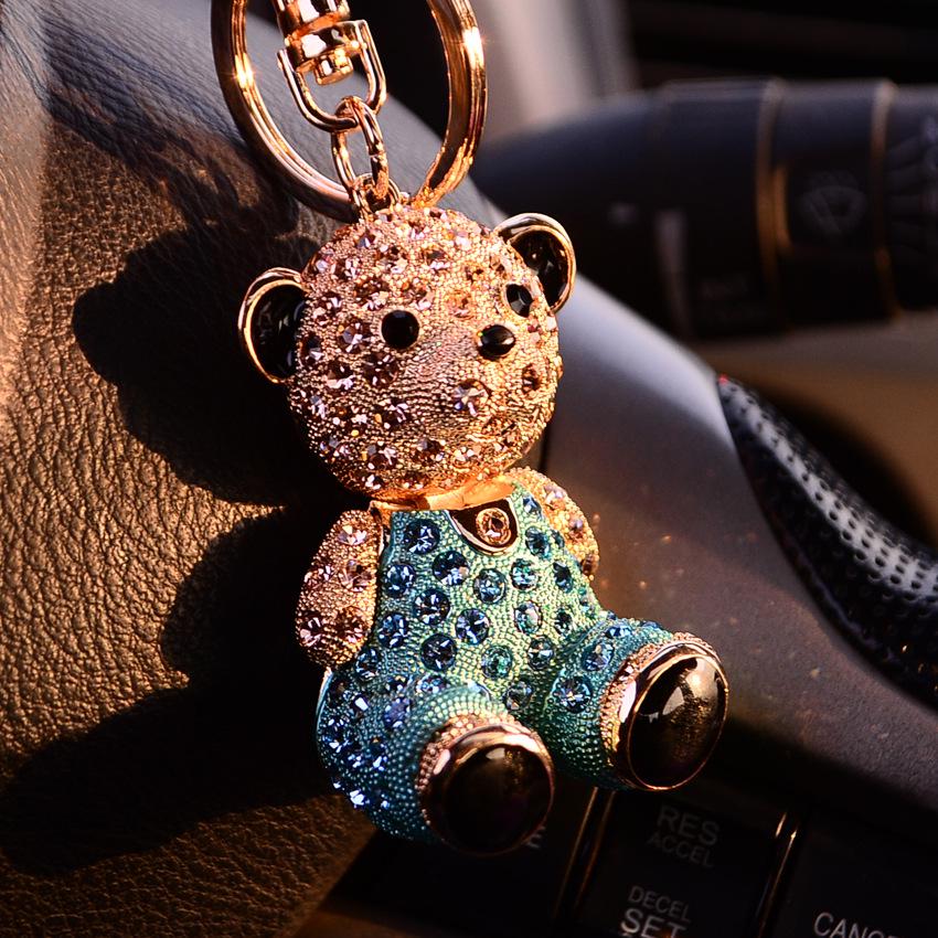 Exquisite Rhinestone Bear Keychain Pendant for Women - Cute Gift for Bag Accessory