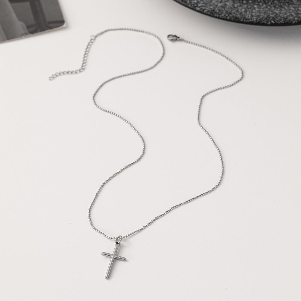 Collana Ciondolo Croce Acciaio Titanio Catena Minimalista Per Uomini Donne