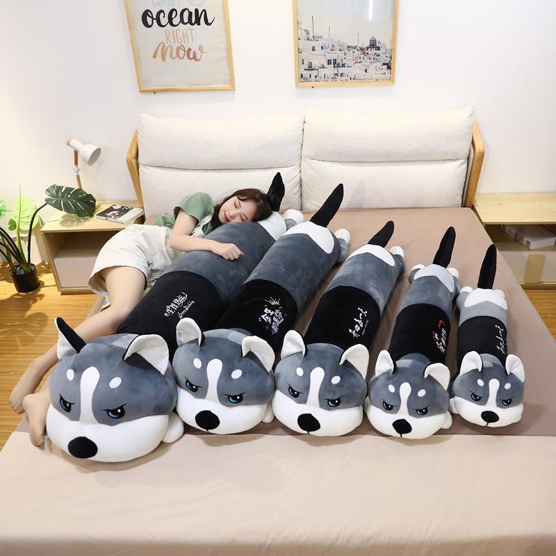 Kreatywna Lalka Husky do Przebierania Pluszowa Zabawka Leżący Pies Lalka Erha Poduszka do Spania Dla Dziewczynek