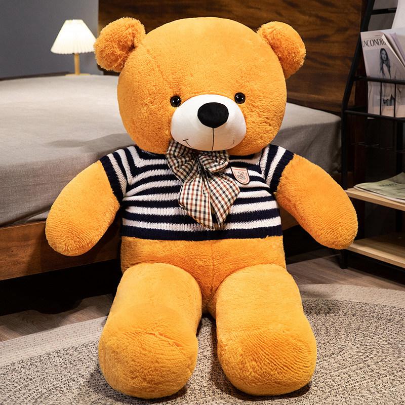 New 100cm Giant Dressed Sweater Bear Bowknot Multiple Color Options Plush Animals Dolls Super Soft Baby Soothing Toys Gift Decor