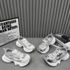 Silver platform versatile breathable mesh shoes summer 2025 new small inner height increase women's shoes soft sole sports shoes