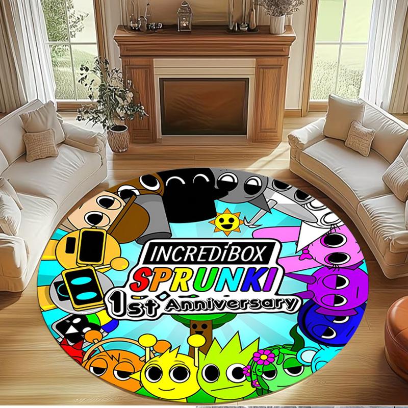 Sprunki Game Print Round Rug, Washable Floor Carpet, For Entryway Dorm Laundry Room Office Study, Home Decor Birthday Christmas Gift