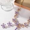 Exquisite Necklace Earrings Set Crystal Flowers Women Jewelry Set Flower Pendant Necklace  Women
