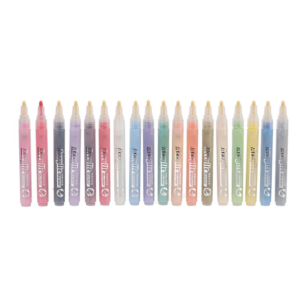 18 Pcs Acrylic Marker Bright Lasting Colorful Non Toxic No Odor DIY Doodle Water Color Pen