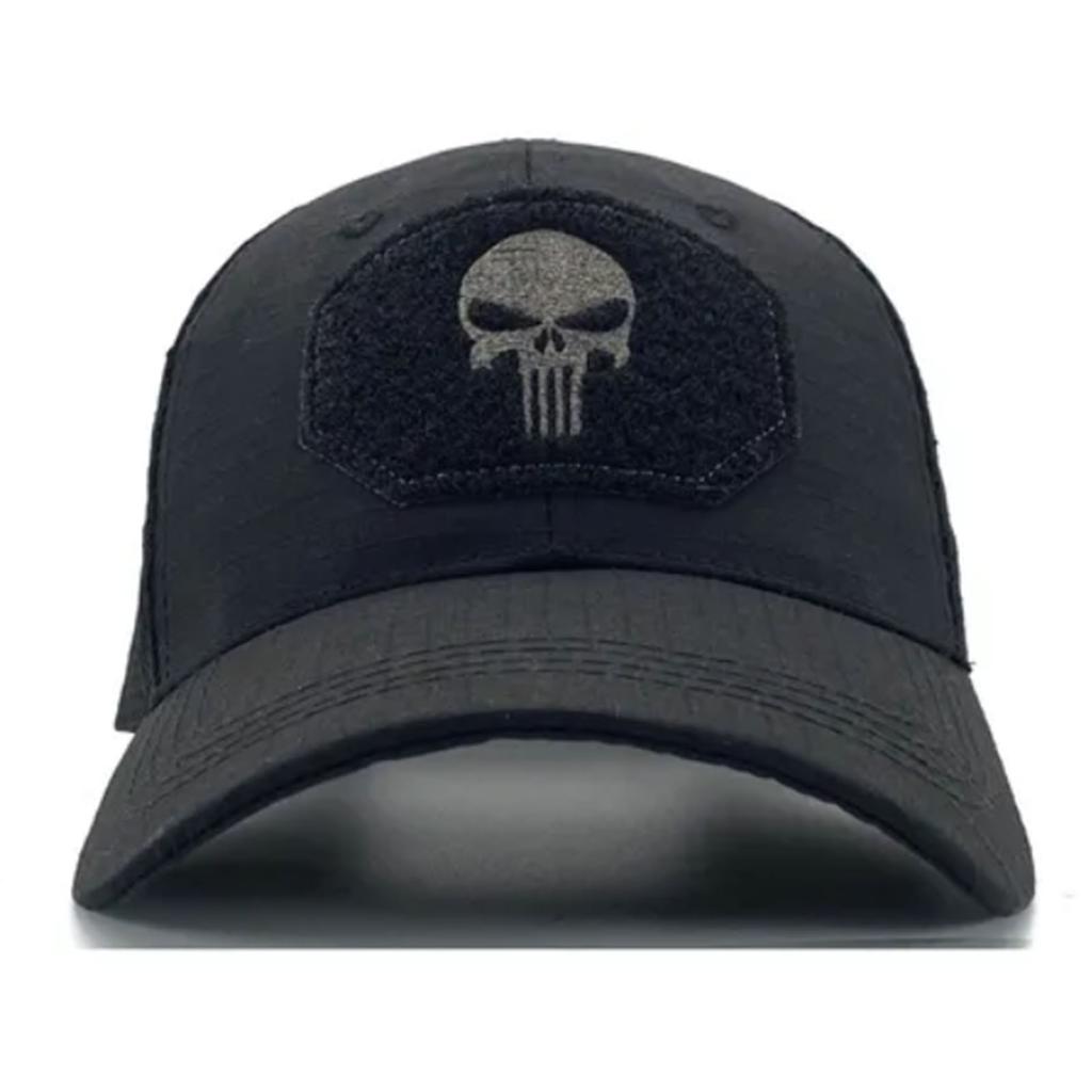 Skull Hat Adjustable Elastic Soft Fashionable Black Skull Embroidery Pattern HipHop Hat for Men