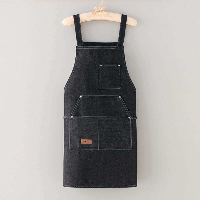 Thick Denim Apron with Pocket Jean for Women Men Hair Stylist Barista Coffee Shop In Beautiful Salon Oil Resistant Apron Bib