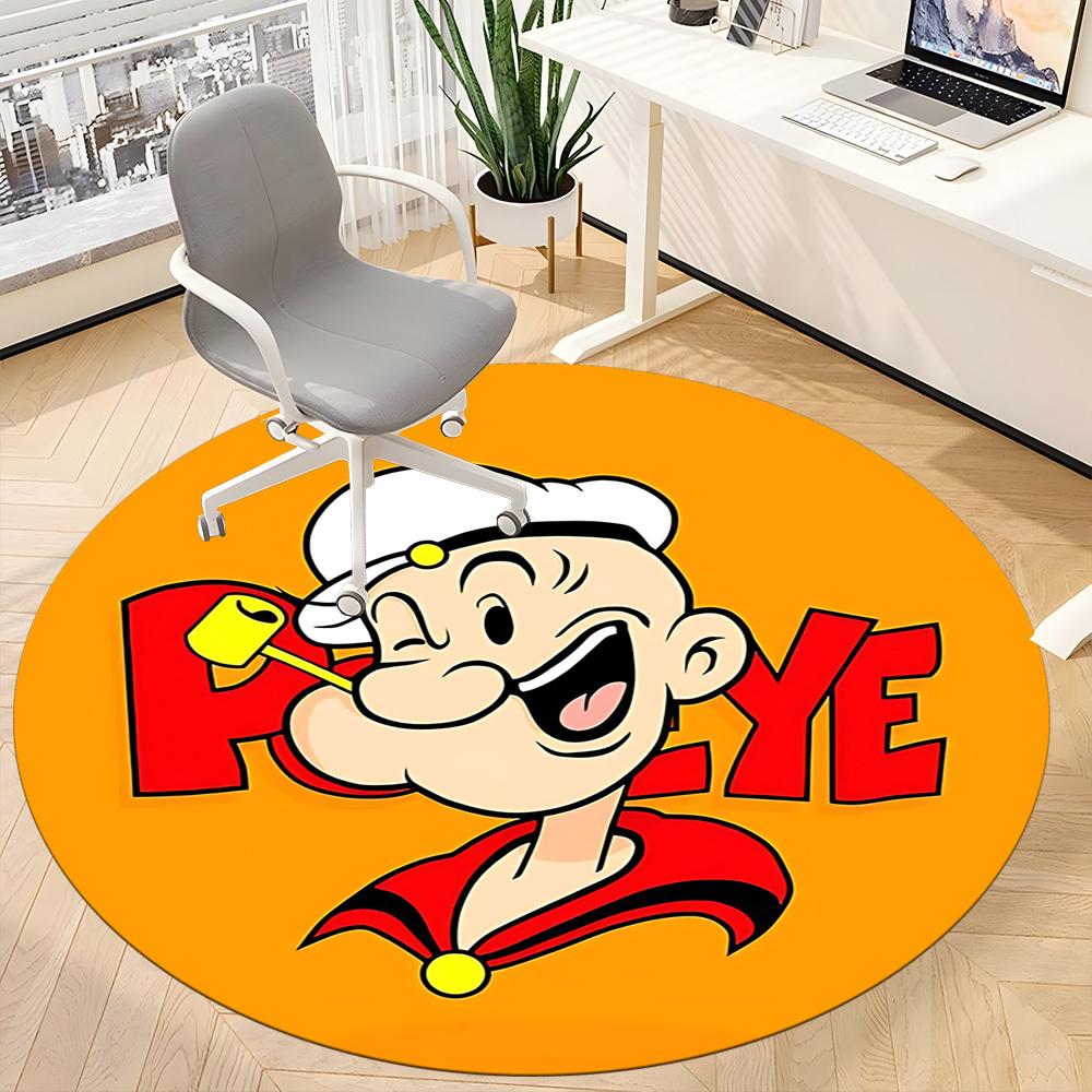 1pc Popeye Sailor Office Round Area Rug, Under Office Chairs Bedroom Living Room Home Decor a1016100