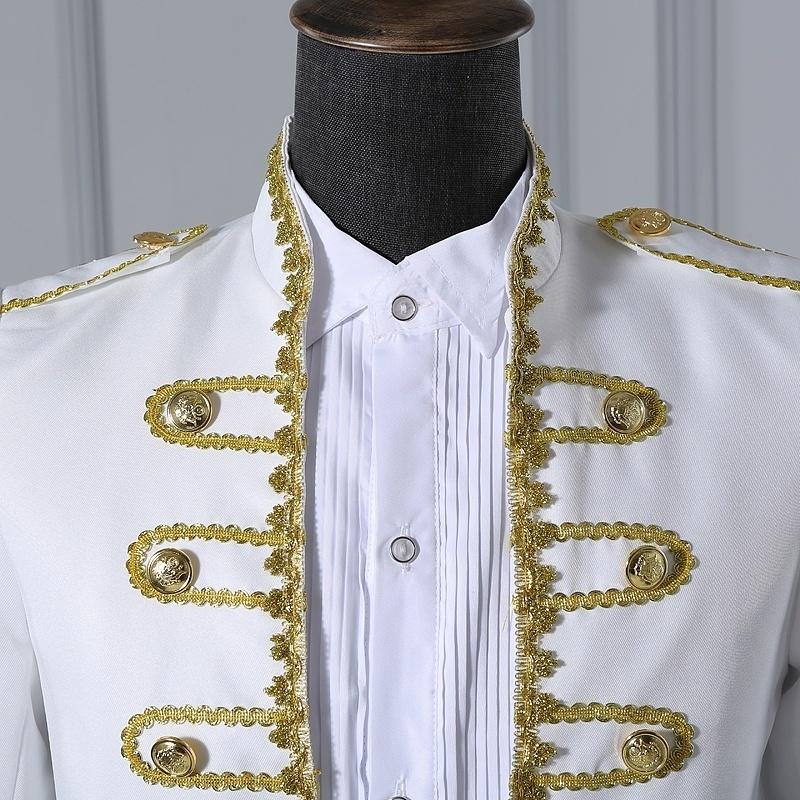 Veste Longue Militaire Vintage Pour Homme - Style Tunique Médiévale, Polyester, 4 Boutons - Neuf Avec étiquettes