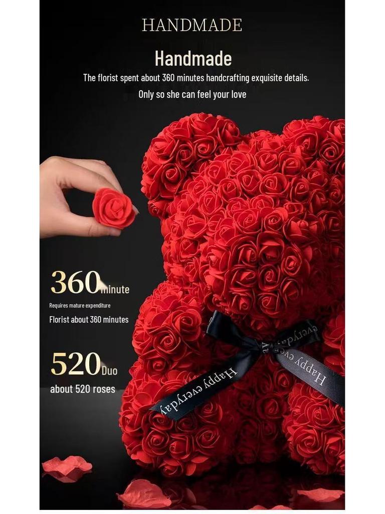 Handmade Everlasting Rose Bear DIY Kit for Valentine's & Qixi Festival