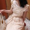 Korean Style Puff Sleeve Ruffle Apron - Artistic, Girly, Stain-Proof for Coffee Shop, Garden, Bakery, Kitchen.