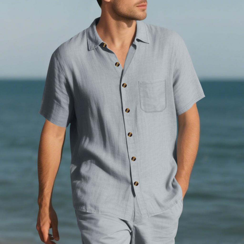 Men's Woven Fabric   Breathable   Business Short-sleeved Large-sized Shirt