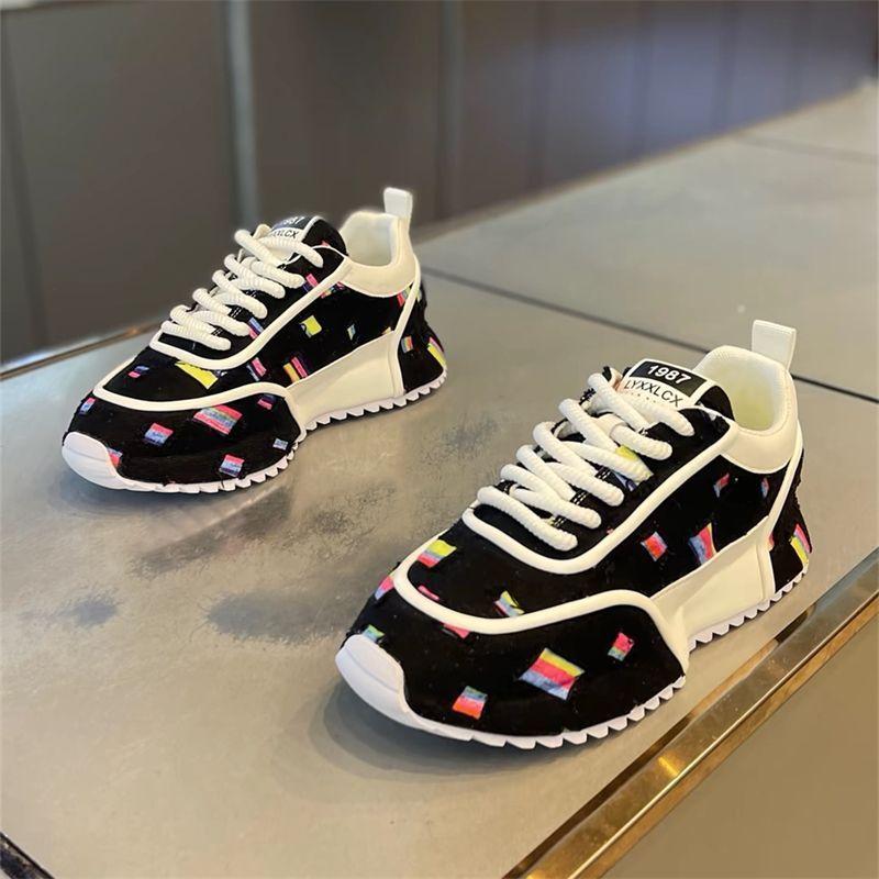 Herren Sneakers Plateauschuhe für Herren Frühling Herbst Mokassins Trend Designer Bunte Streifen Bezug Unterseite Canvas Herrenschuhe Neu