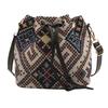 Modische Leinenstoff Eimer Tasche Blumenmuster Verstellbarer Kordelzug Schultertasche Ethnischer Stil Umhängetasche Damenmode