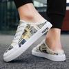 Closed Toe Sandals Half Shoes For Men Mules Canvas Flat Board Shoes Backless Loafers Slippers Man Slides Semi-Drag Casual Shoes