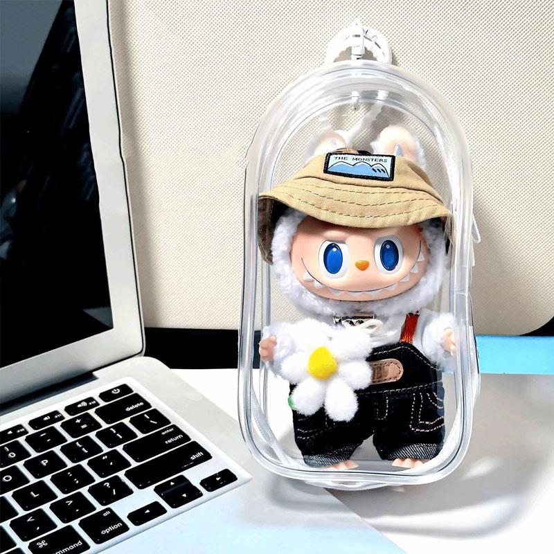 Прозрачный брелок-сумка для плюшевой куклы LABUBU, Чехол для хранения, Подвесной дисплей-кейс, Защитный чехол, Пластиковый ПВХ контейнер для хранения (Очистить сумку) прозрачный