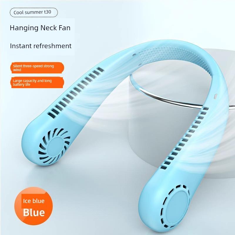 Neck-Hanging Fan USB Portable Bladeless Mini Wearable Fan for Lazy People, Rechargeable, Silent, Cooling Air Conditioner for Outdoor Use