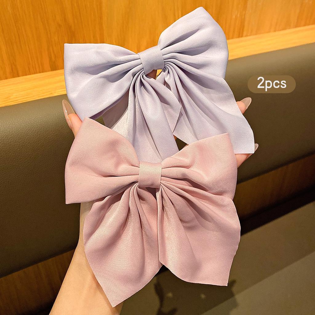 2 Pink Purple Bow Hair Clips Suitable for Daily Hair Accessories
