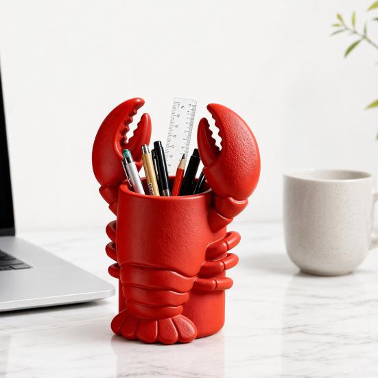 Lobster Pen Holder, Halloween Funny Sea Animal Pencil Stand, Creative Desk Organizer for Brushes Makeup Tools, Office Home Decor