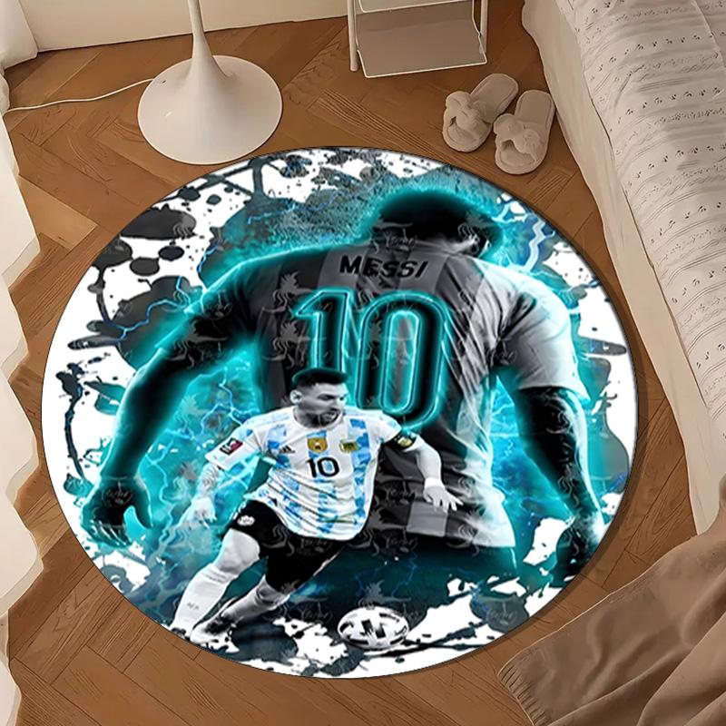 World Cup Celebration Messi Round Mat, Anti-slip Circle Carpet Chair Rug For livingroom,Bedroom, Doormat Home Decor Gift Christmas Gifts