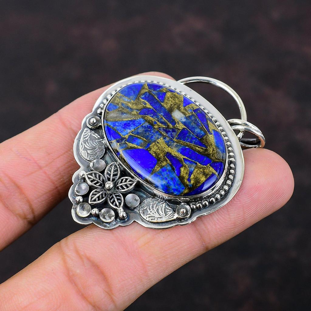 Copper Sodalite Pendant Amazing Gemstone Jewelry 925 Sterling Silver Pendant Handmade Flower Jewelry Elegant Pendant Silver Jewelry For Gift