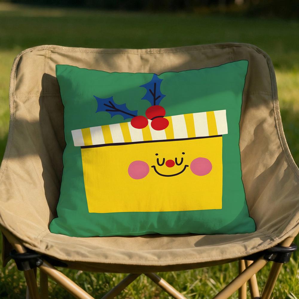 Christmas Illustrations Cushion Cover Soft Reversible Durable Pillow Cover MultiScene Use for Home Car Daily Comfort