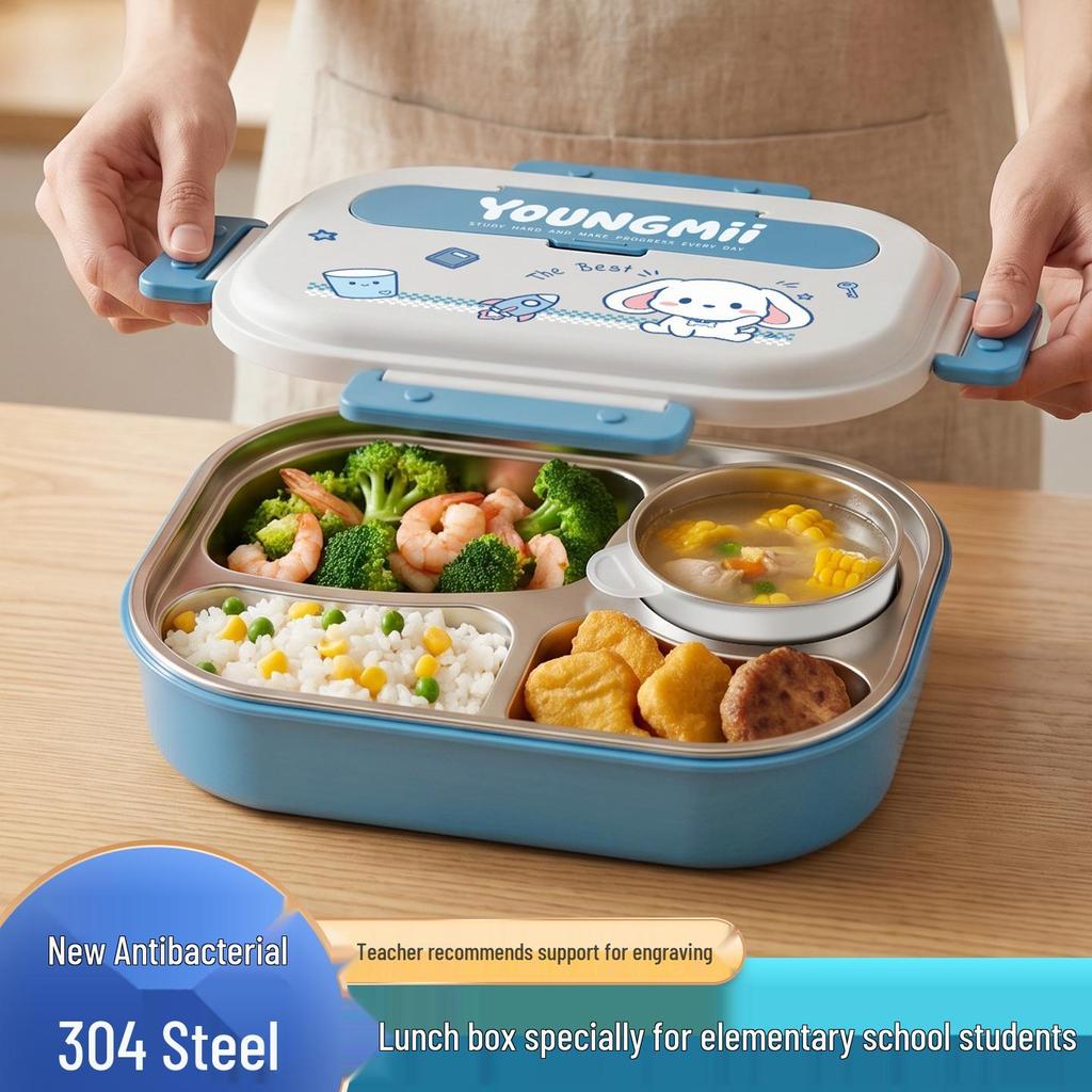 304 Stainless Steel Insulated Bento Box - Student Lunchbox with Food Compartments
