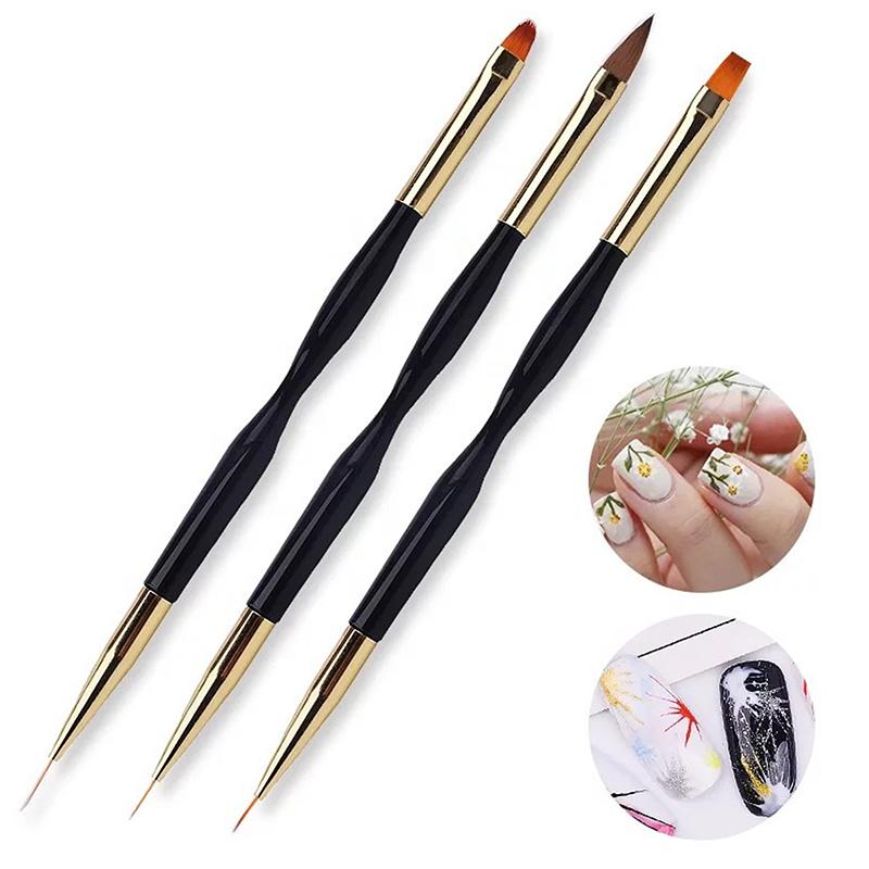 French Stripe Nail Art Liner Brush Set Tips Ultra-tynne linje tegnepenn Dual End UV Gel Malebørster Manikyrverktøy