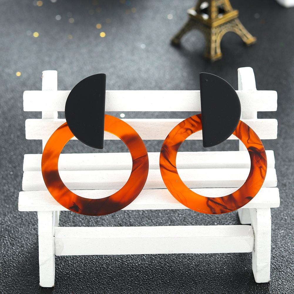 Exaggerated Fashion Acetic Acid Resin Brown Tortoiseshell Big Round Circle Hollow Drop Earrings