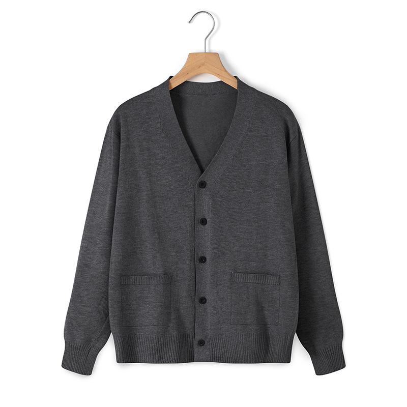 Japanese Style V-Neck Long Sleeve Knit Cardigan - Solid Color Academy Uniform