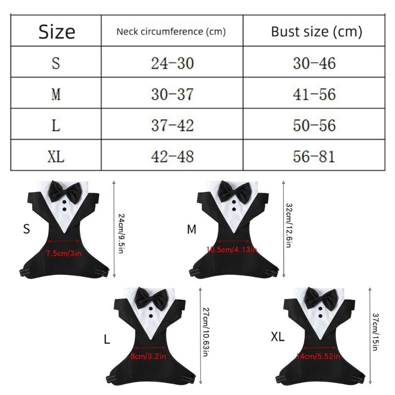 Large Dog Suit Harness No Pull Design for Small Dogs Easy Walk Tuxedo Puppies Vest Harness