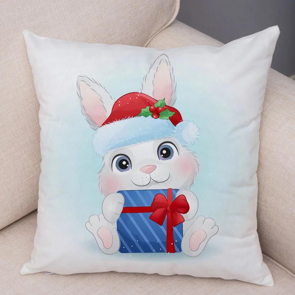 Nordic Kids Room Dog Fox Panda Cow Pillow Case Decor Cute Cartoon Animal Merry Christmas Soft Plush Cushion Cover for Sofa Home