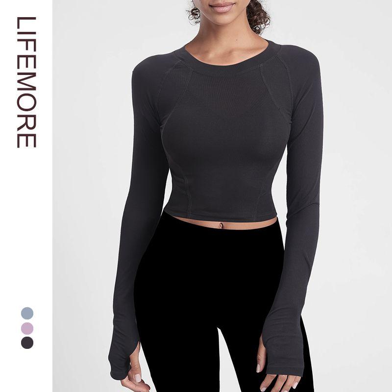 

Supaitao Облегающая спортивная футболка Быстросохнущая женская одежда для йоги Black L