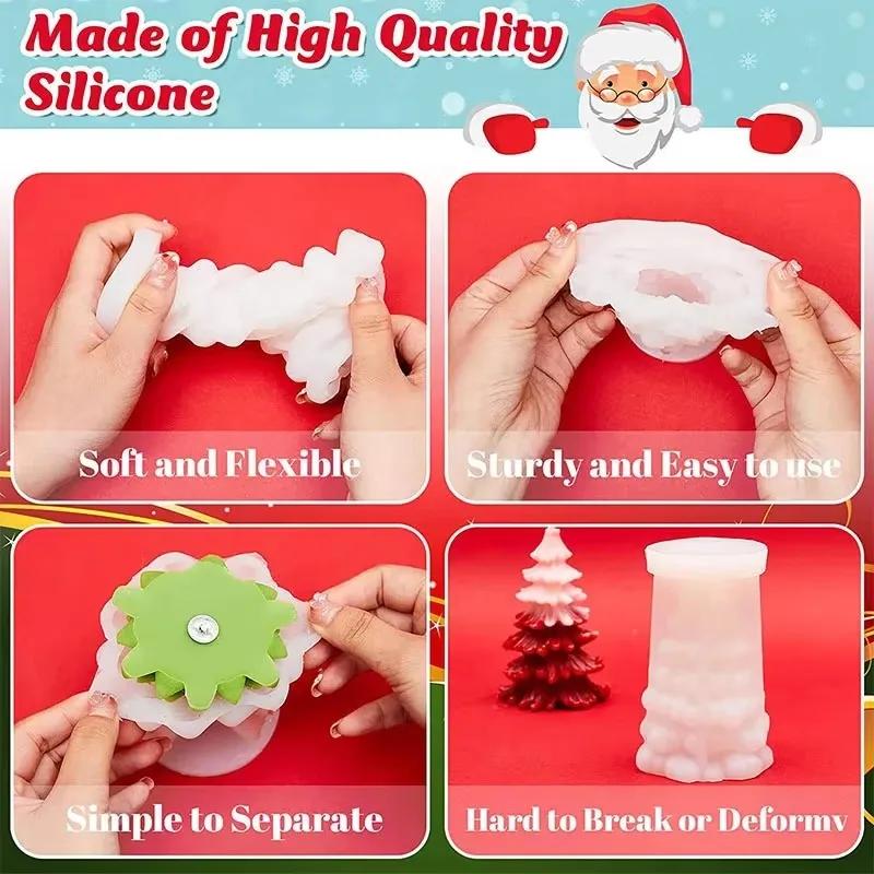 3D Christmas Tree Silicone Mold DIY Aromatherapy Candle Mold Crystal Dropper Design Small Leaf Cedar Tree Craft Decoration