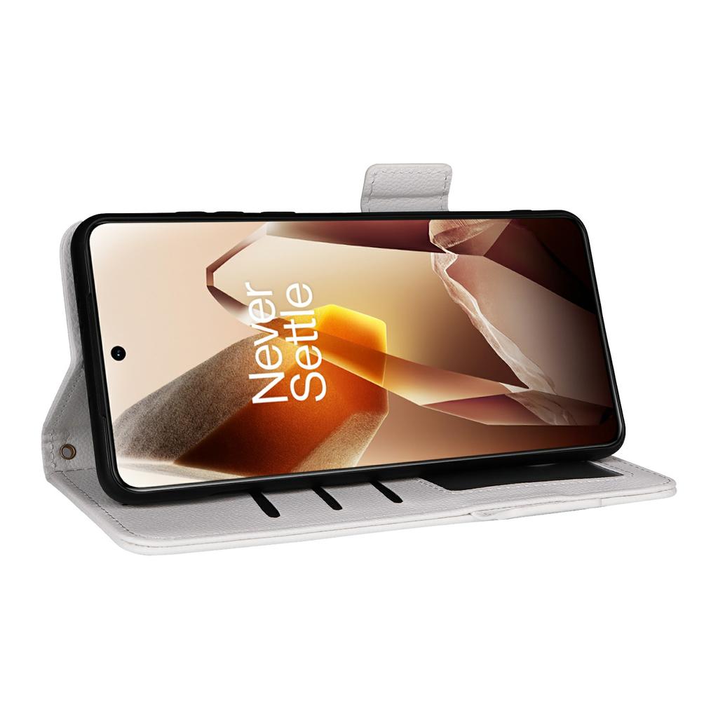 For OnePlus 13 Case with Wrist Strap Litchi Texture PU Leather Wallet Phone Cover