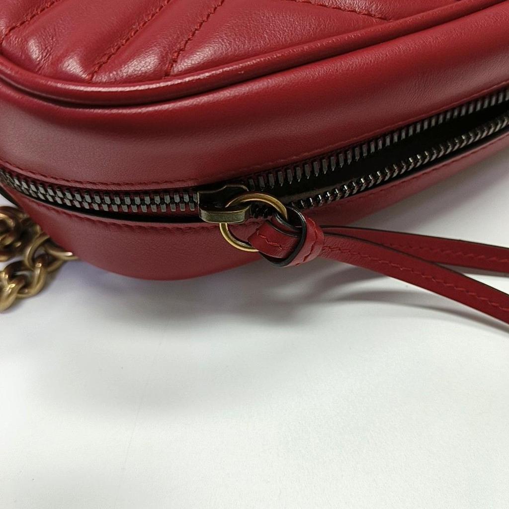 [Pre-Owned] Gucci GG Marmont Small Matelassé Shoulder Bag 'Hibiscus Red' - Excellent #CHQ3GO