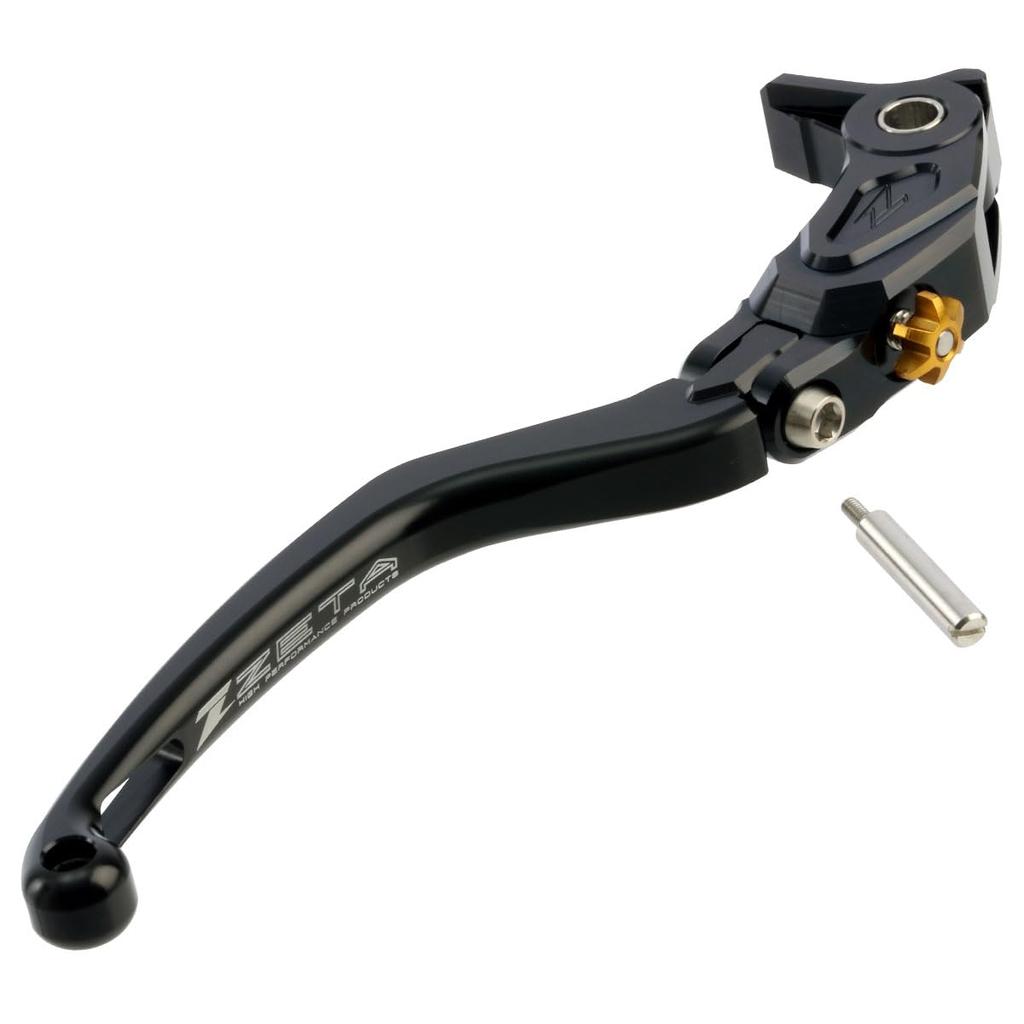 ZETA RACING Pilot Brake Aluminum Adjustable Lever Position 20 Automatic Lever Return for NISSIN Radial Cast Lever, Black, Foldable, High-Strength
