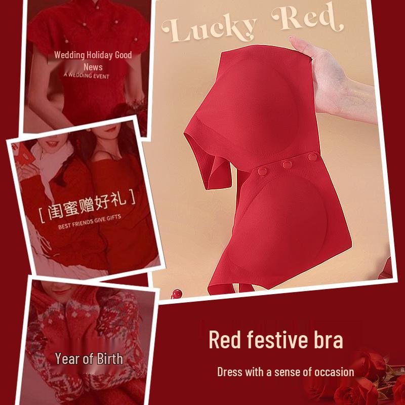 2026 Year of the Horse Zodiac Red Seamless Front Closure Bra & Briefs Plus Size Lingerie Set