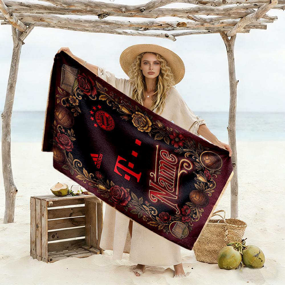 Eagle Glory Bayern Munich Customize Text Beach Towel High Absorbency & Quick-Dry
