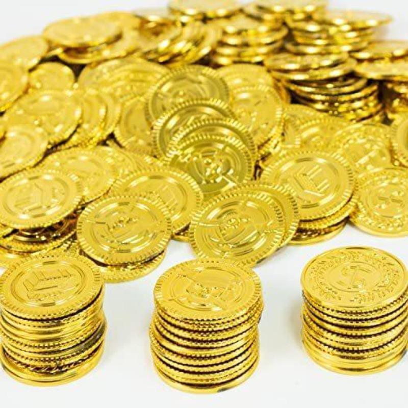 10 Stück Piraten Goldmünzen Plastik Goldmünzen Requisiten Spielzubehör Lustiges Spielzeug zum Spielen für Kinder Kinder Goldmünzen Requisiten (golden)