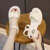 One-word sandals women's shoes are in stock, new summer models, simple style, medium heel, thick heel, one-word buckle shoes, fashionable and versatil