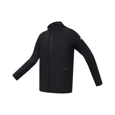 Figurbetonte Logo-Design-Stehkragen-Sport-Langarmjacke Herrenjacken Schwarz A11M321504F-BK