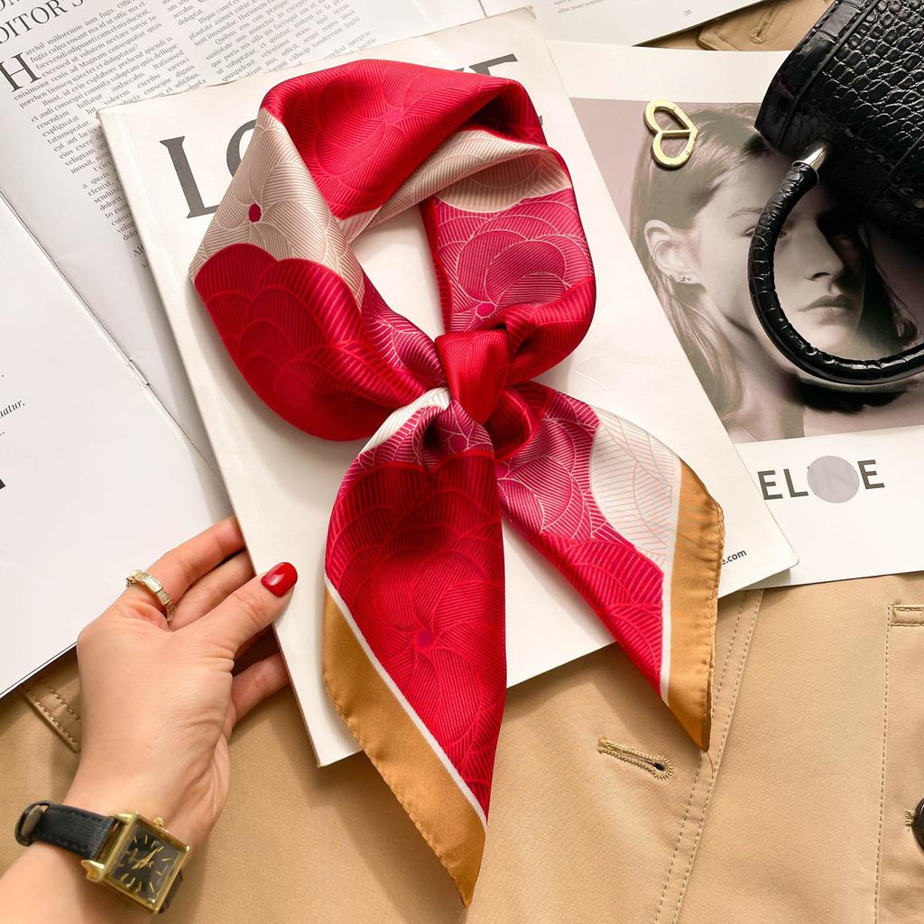 71 zijden sjaal vierkante sjaal hoge kwaliteit, Koreaanse mode veelzijdig professionele simulatie zijde kleine sjaal retro bedrukte zijden sjaal dames
