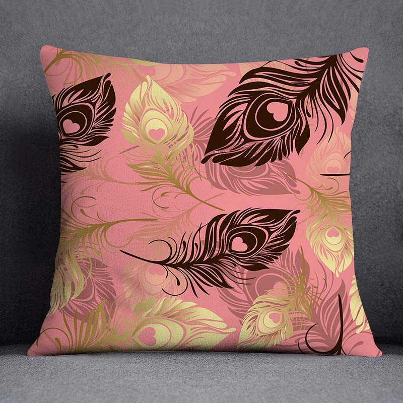 Dekorativní povlak na polštář se vzorem pavího peří Čtvercový povlak na polštář pro domácí kancelář Dekorativní povlak na polštář 45cm*45cm