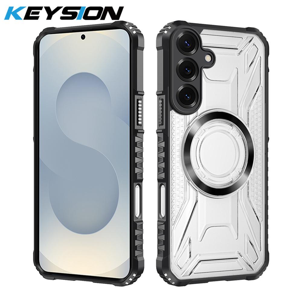

KEYSION Transparent Magnetic Case for Samsung S26 Ultra 5G Silicone+PC Heavy Duty Shockproof Phone Cover for Galaxy S26 S26+Plus for Galaxy S26 чёрный