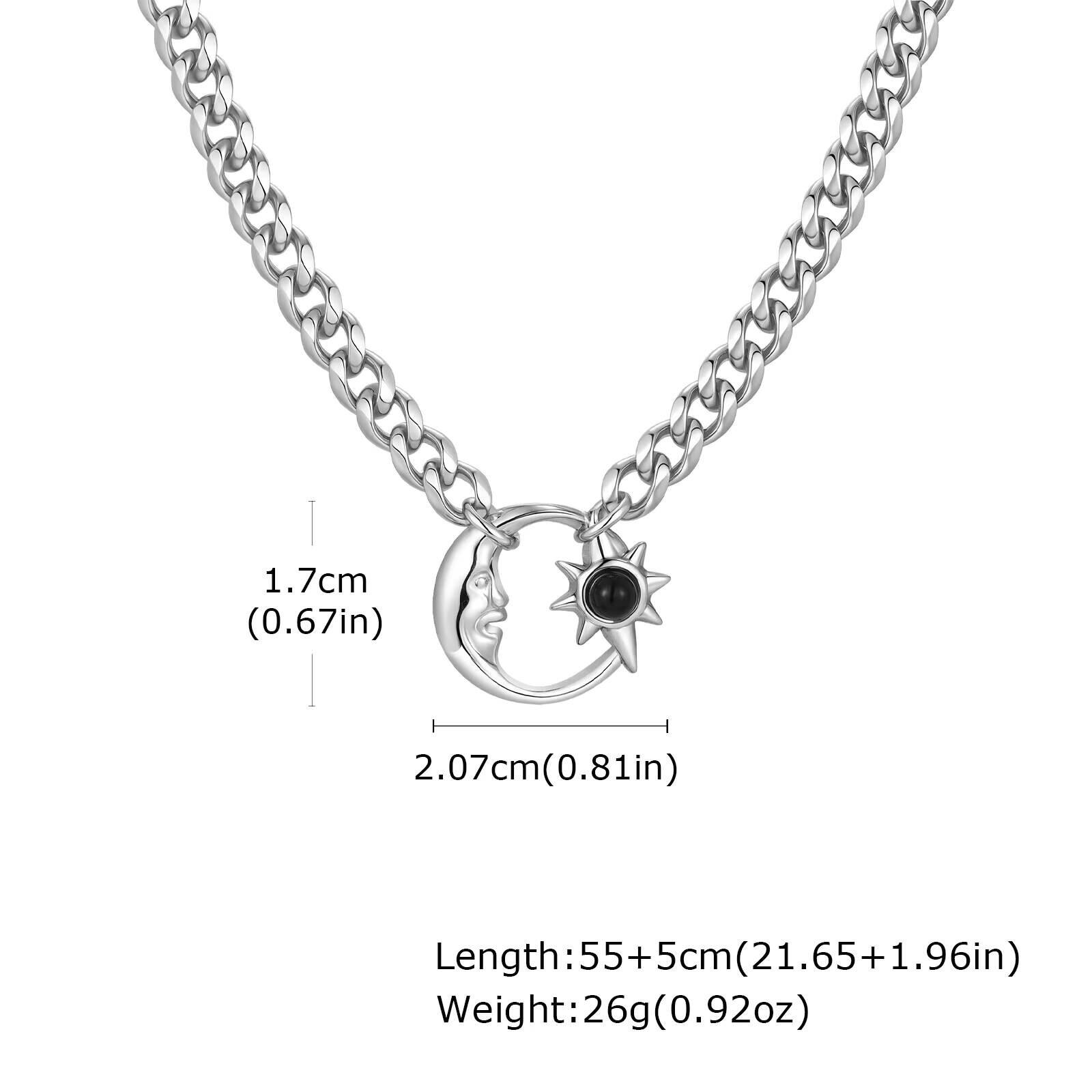 

Vnox Hip Hop Sun Moon Hollow Pendant Necklace for Men Women, Stainless Steel Cuban Link Chain, Christmas New Year Holiday Gift