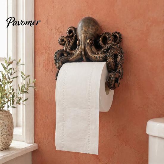Funny Shark Tissue Holder Ocean Toilet Paper Holder, Turtle/Octopus/Shark Shape, Wall Mount Space Themed Home Decor Saving Resin Organizer,
