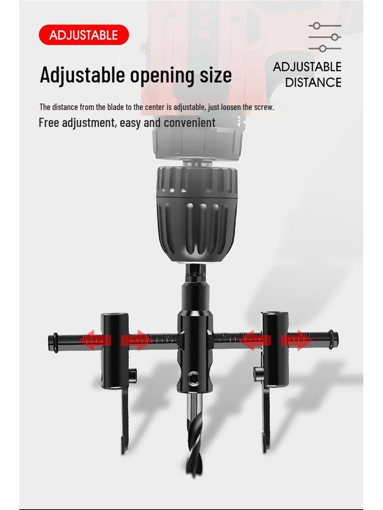 Adjustable Hole Saw for Wood, Gypsum, and Plastic with Ejector Drill Bit.