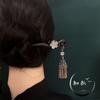 18cm Double-Sided Ancient Silver Tassel Hairpin, Vintage Hanfu Hair Stick for Women, Traditional Chinese Hair Accessory