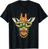 Giraffe Mardi Gras Mask Beads Graphic Tee Cute Animal Lover Carnival T-Shirt