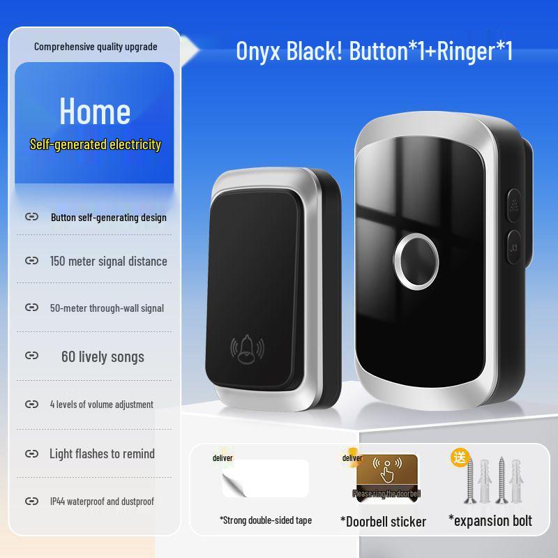 Ultra-Long Range Self-Powered Wireless Doorbell with Dual Receivers & High Volume Pager